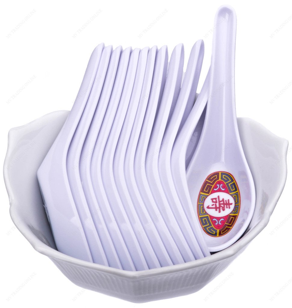 M.V. Trading M700TRV Asian Melamine Soba  Rice Spoons/Chinese Won Ton Soup Spoon  Longevity  0.75-Ounes  5-5/8'' Long x 1-5/8'' Wide  Pack of 12