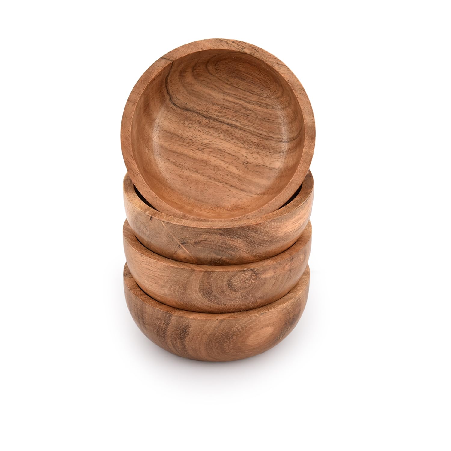 Samhita Acacia Wooden Small Bowl For Nuts, Candy, Appetizer, Snacks, Olive And Salsa | Dining D  Cor Absolute Beautiful (Set Of
