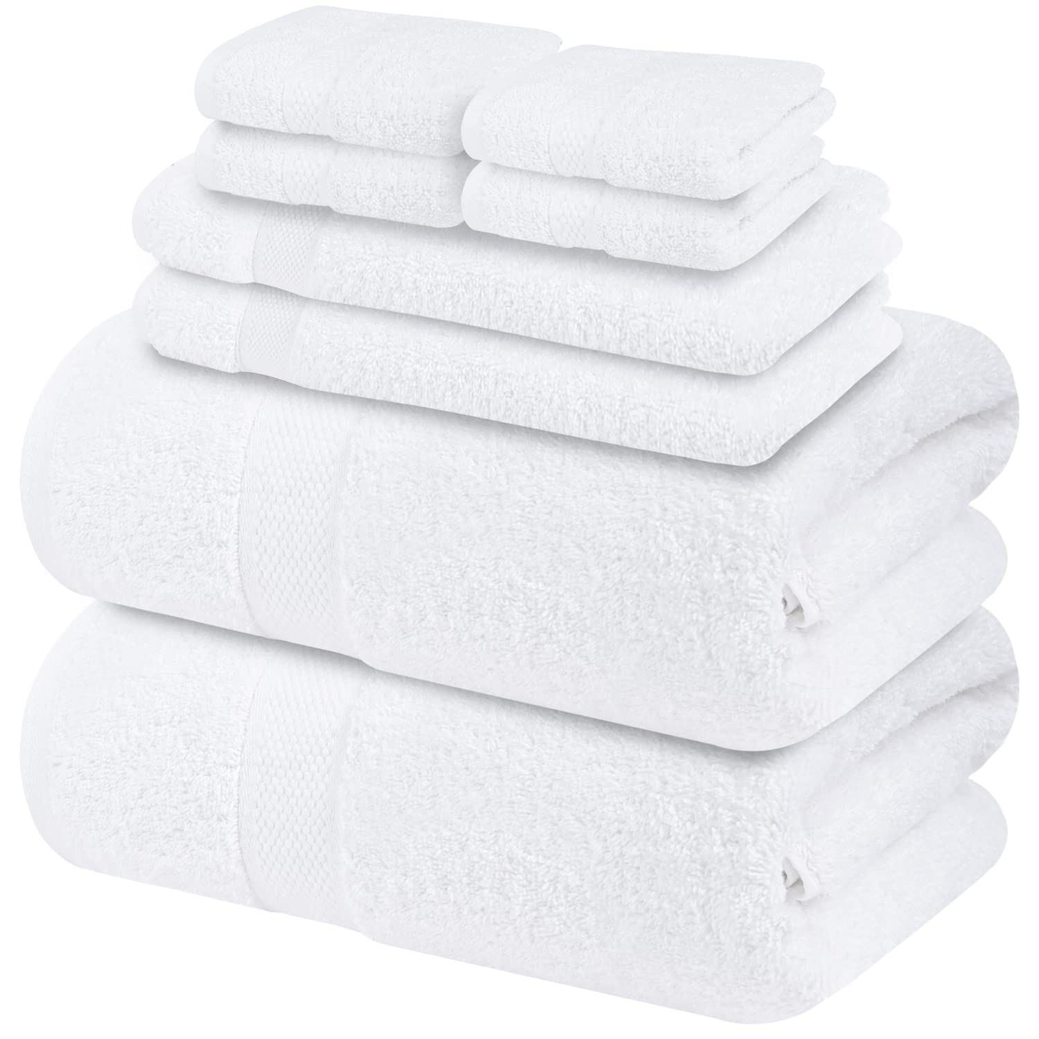 Infinitee Xclusives Premium White Bath Towel Set for Bathroom - [Pack of 8] 100% Cotton Bathroom Towel Set - 2 Bath Towels  2 Hand Towels and 4 Washcloths