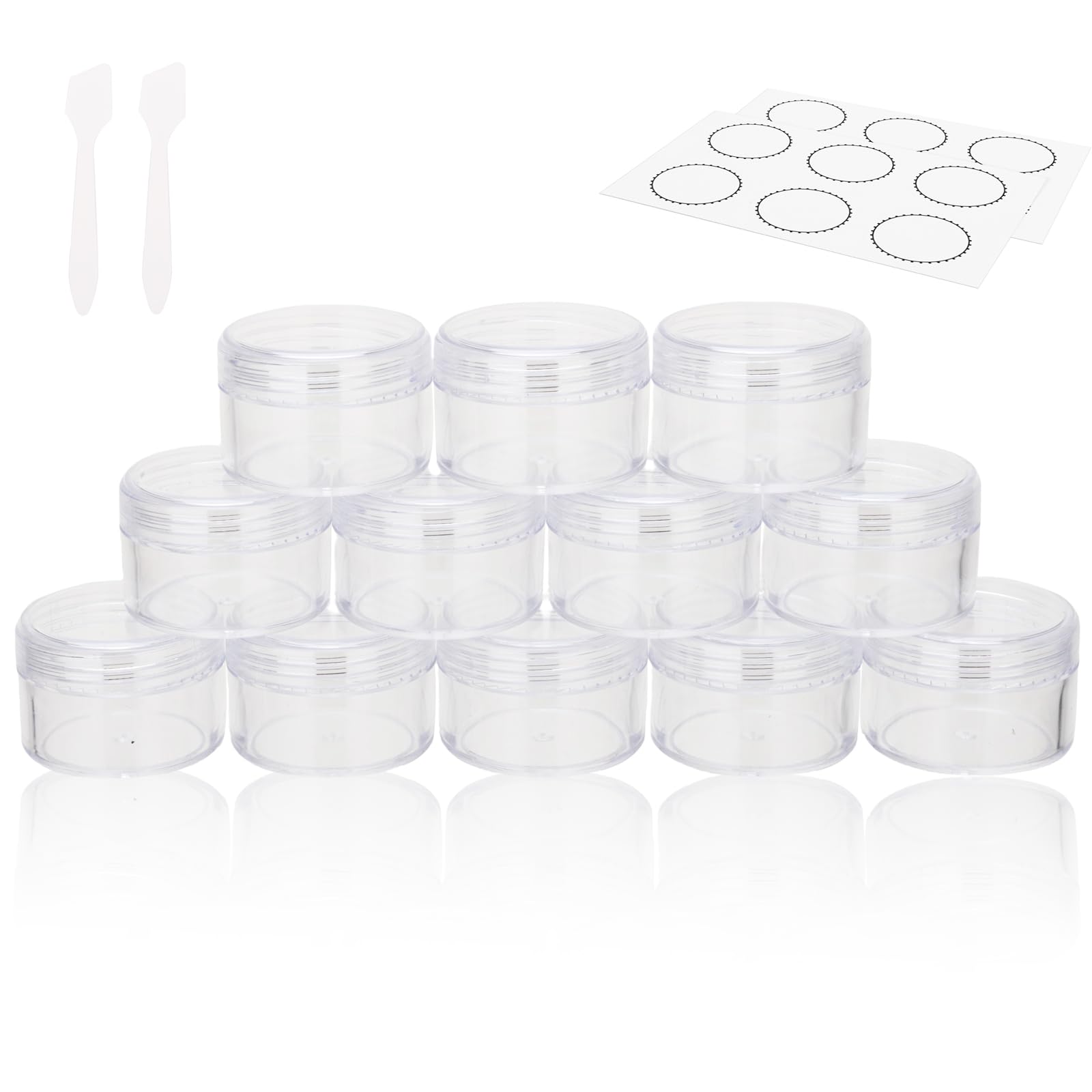15 Grams Small Plastic Jars With Lids, 12 Pack Travel Cosmetic Containers, Empty Sample Jars With Lids, Body Butter Jars With Li