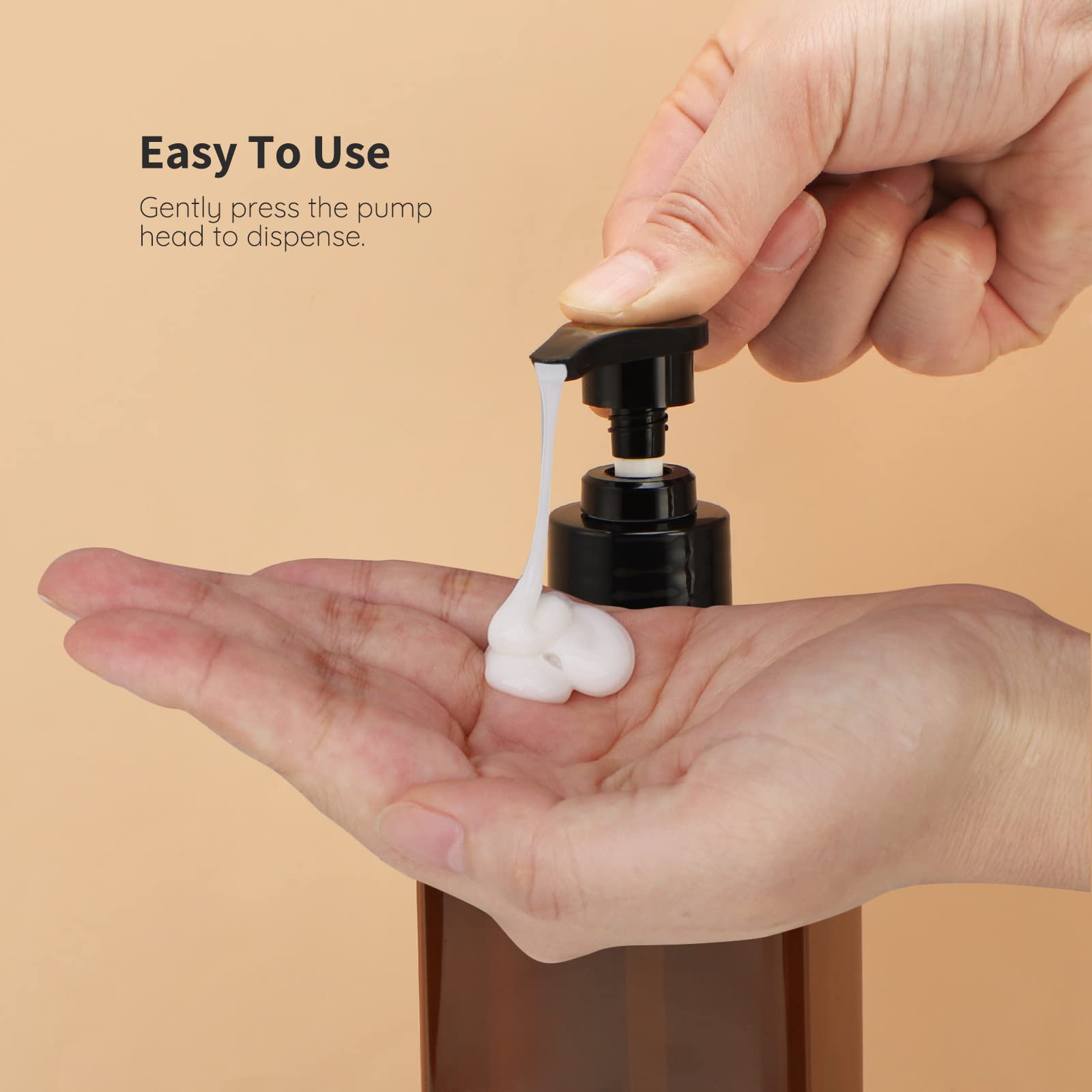 Segbeauty 8 Packs Empty Bathroom Soap Dispenser, 16.9Oz Refillable Plastic Pump Bottles With Labels, 500Ml Shower Dispenser Sham
