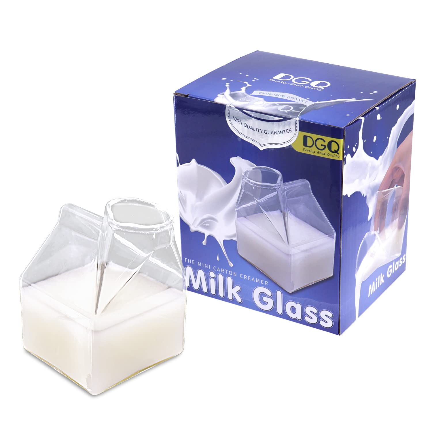 Dgq Glass Creamer Mini Milk Class Cup Hand-Blown Carton Container 12 Ounce Water Glass Cup Milk Creamer Box