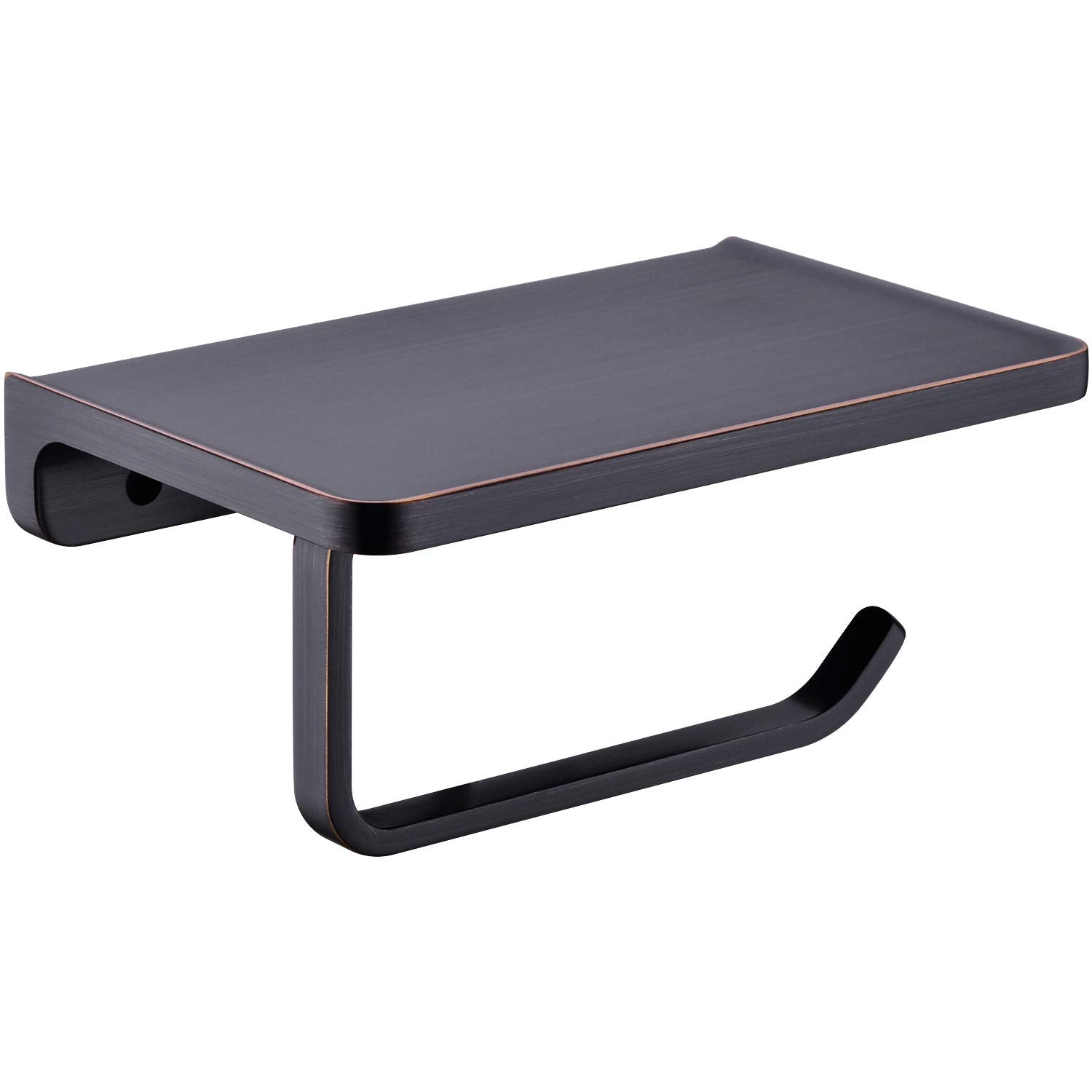 Toilet Paper Holder With Phone Shelf Orb Bathroom Wall Mounted Tissue Roll Dispenser Storage, Oil Rubbed Bronze