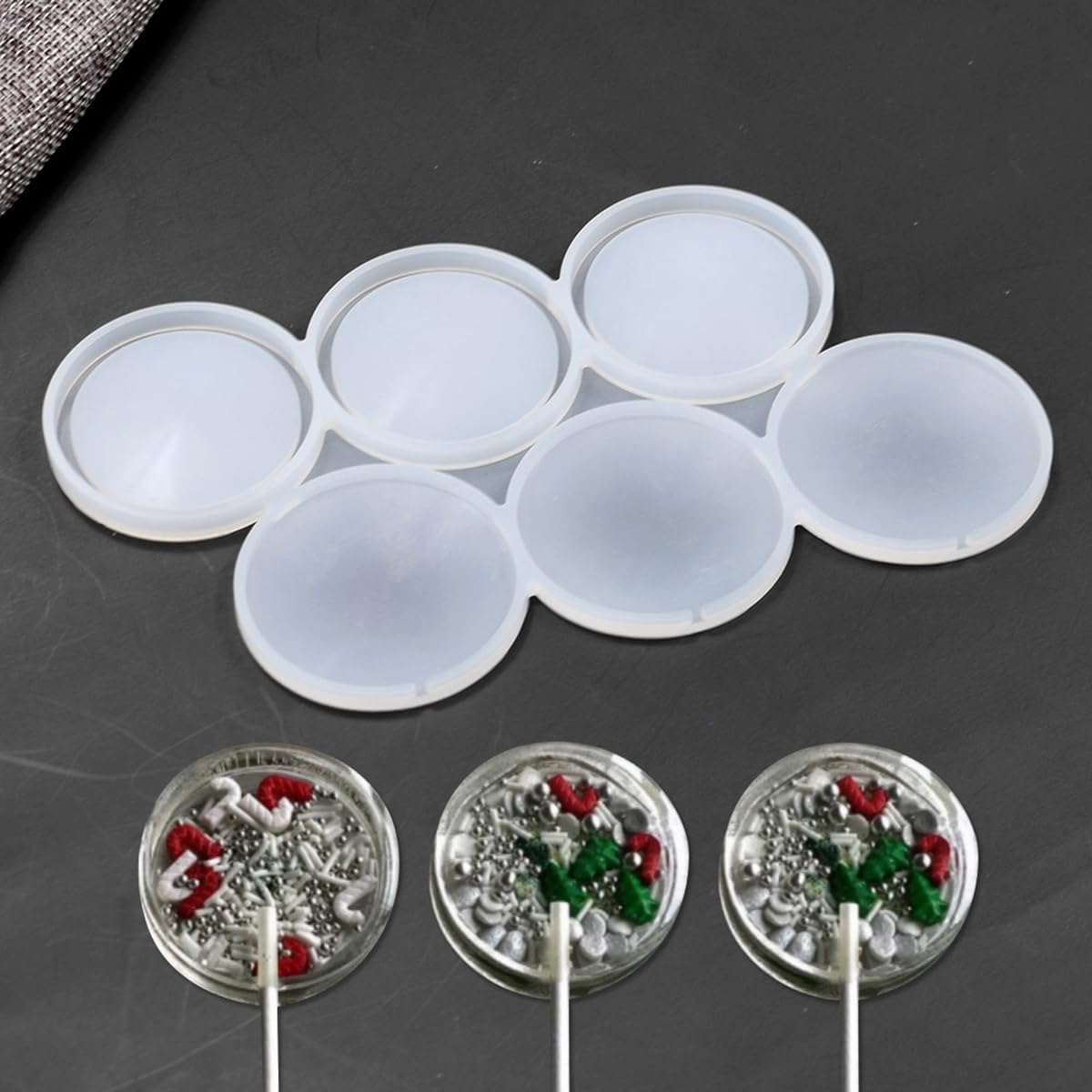 Mostsom 3D Round Lollipop Mold Silicone Candy Mold Diy Manual Candy Creative Jewelry Popular Color Silicone Lollipop Mold 2Pcs (