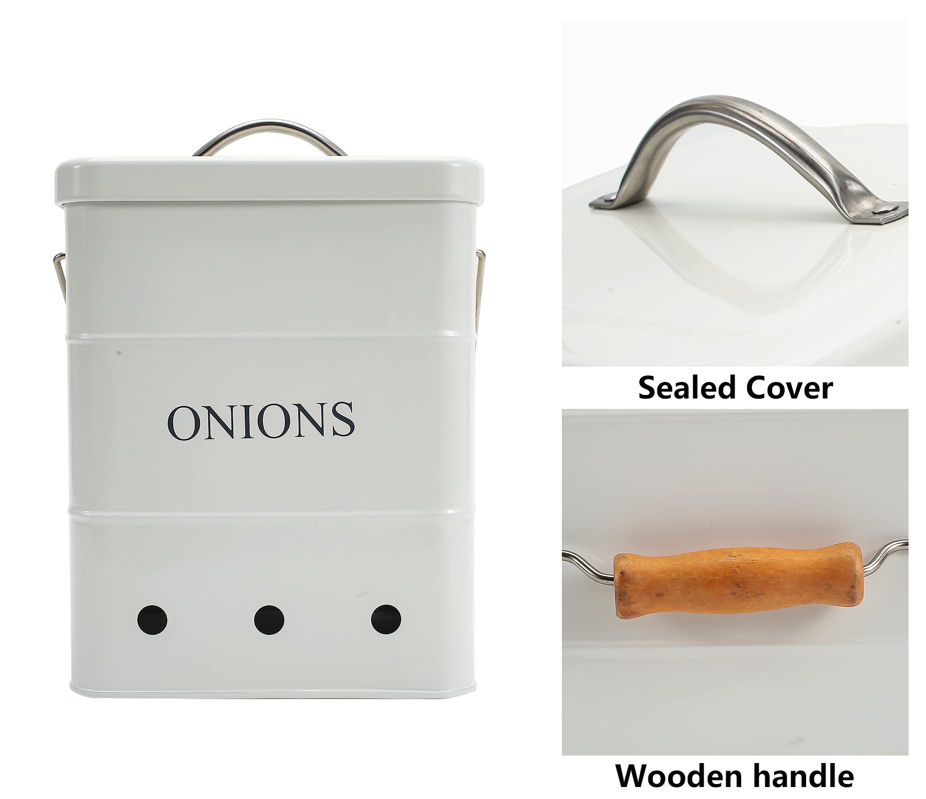 Xbopetda Onion Storage Bin, Metal Storage Tin For Onion, Kitchen Storage Canister With Aerating Tin Storage Holes - Kitchen Pant