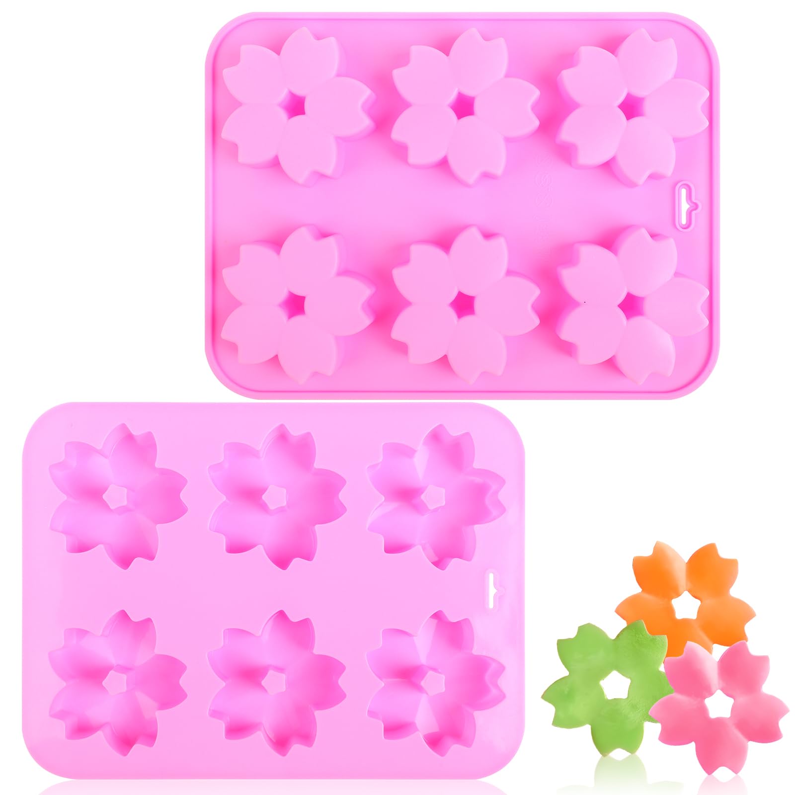 2 Pack Sakura Flower Silicone Soap Molds, 6 Cavity Ice Cube Tray by EORTA for Mousse Chocolate Jelly Dessert Candy Pastry DIY Cr