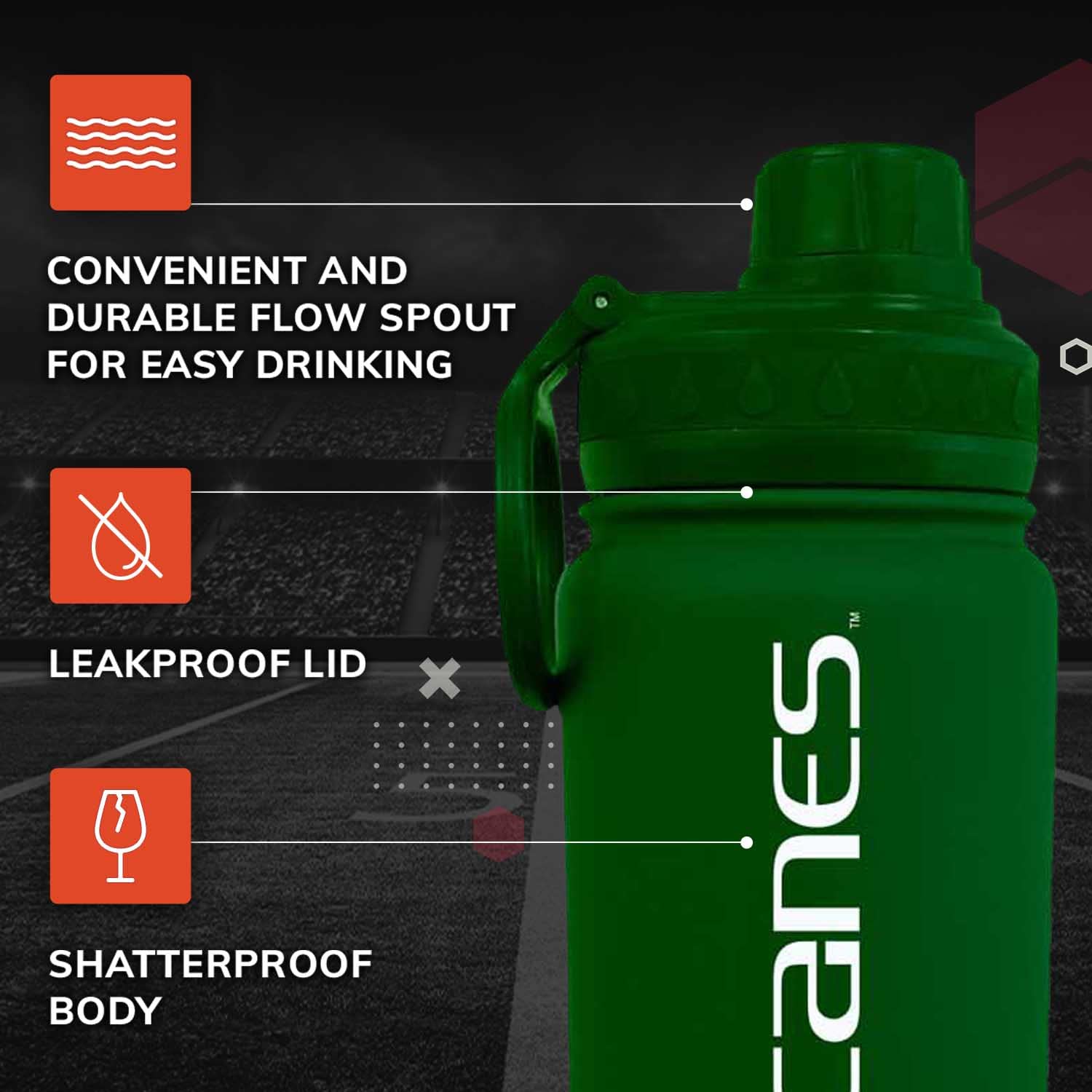 Stainless Steel Vacuum Sealed Sport College Water Bottle, Twist-On Cap, Built-In Handle For Hot Or Cold Drinks, 24 Oz (Miami Hur