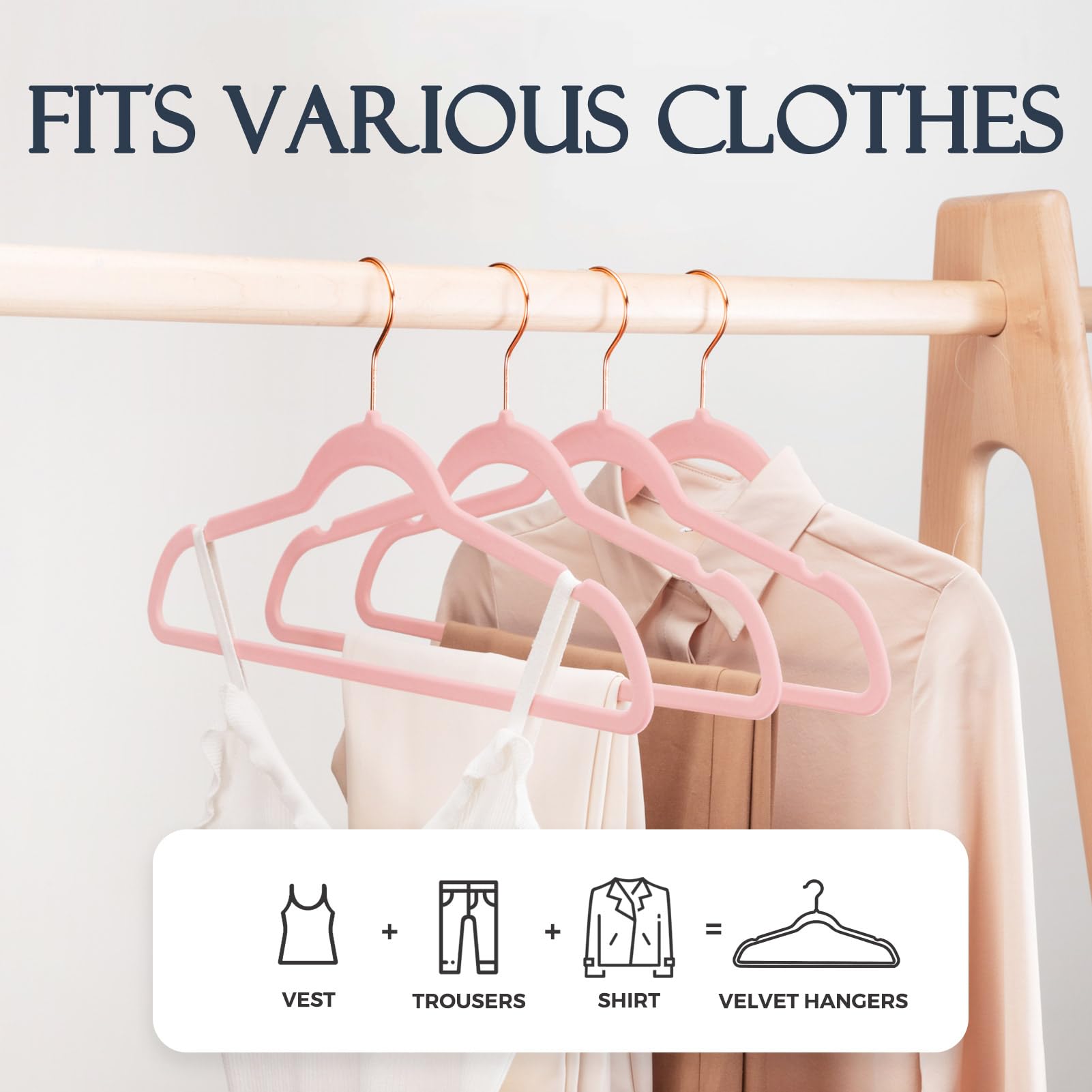 House Day Pink Velvet Hangers 60 Pack, Premium Non-Slip Felt Clothes, Sturdy Heavy Duty Coat, Durable Hangers For Suits, Space S