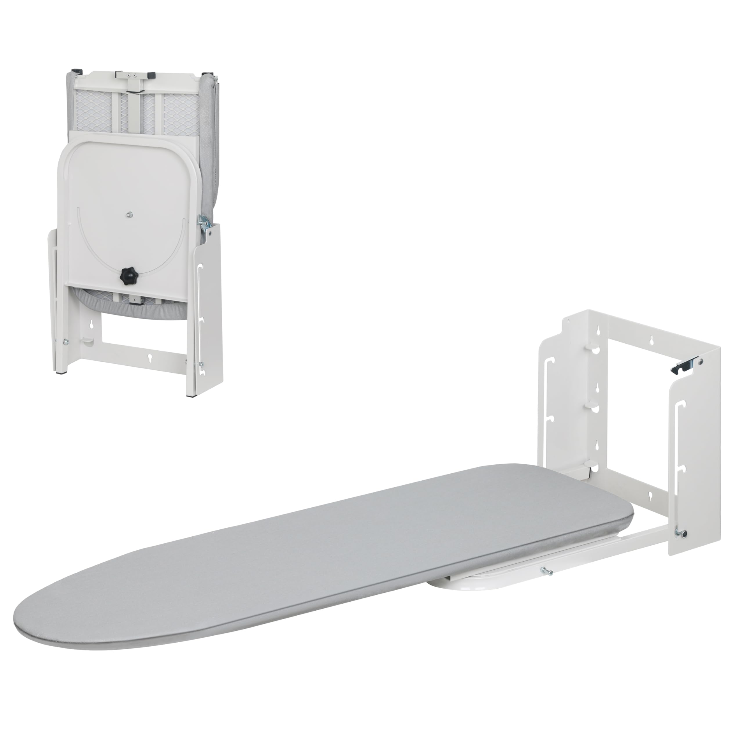 Zoes Homeware Wall Mounted Ironing Board, 180 Rotation, SpaceSaving Fold Down, 36 X 12, Silver