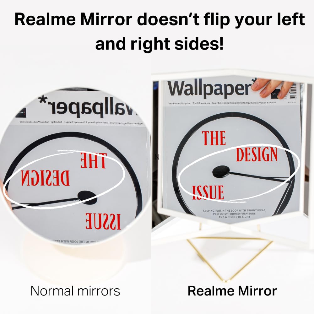 Realme V Non-Reversing Mirror - True Image, Unmatched Precision, Calibration Free, Slim Design For Makeup Vanity, 9'' Non-Revers