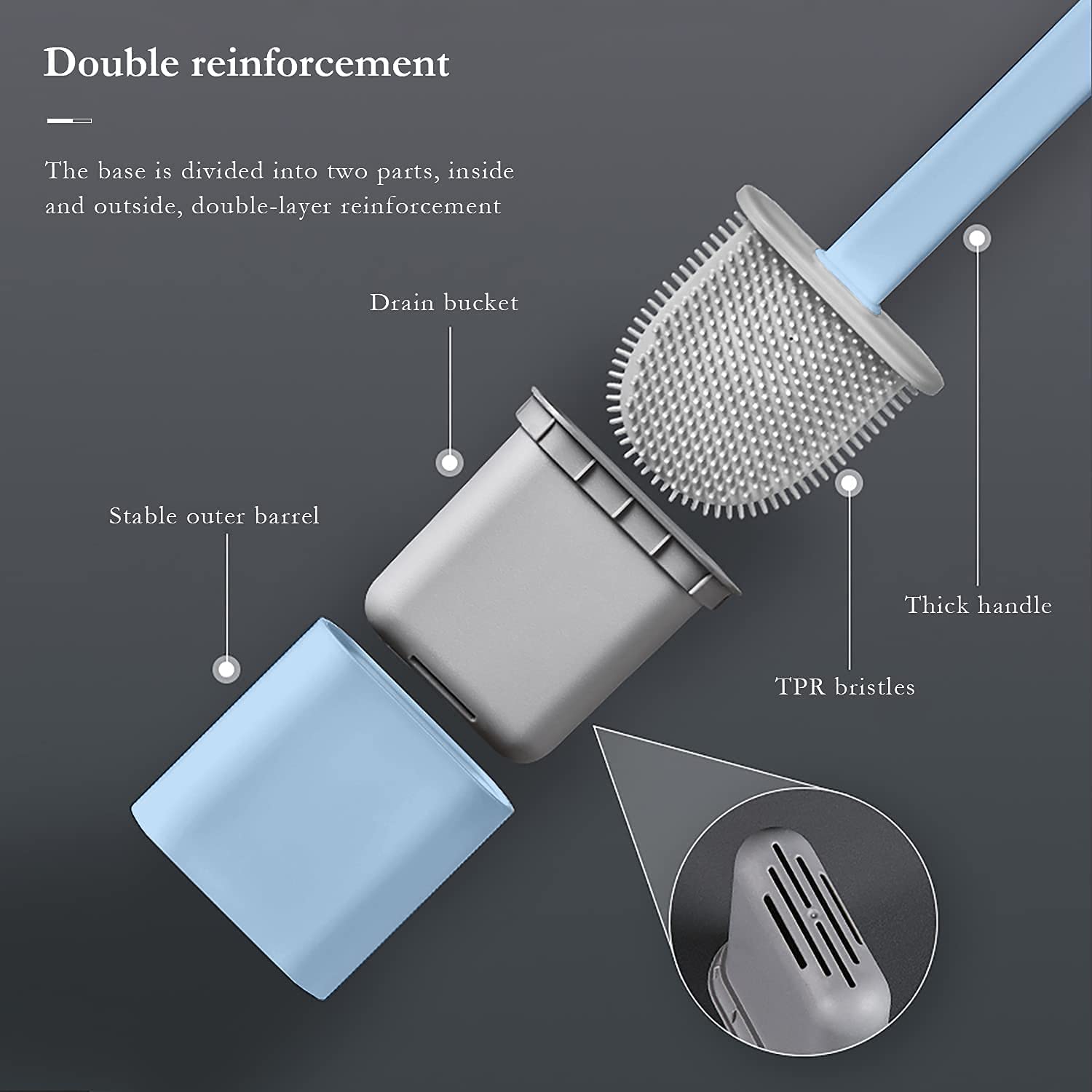 Roktry Toilet Brush And Holder Set For Bathroom, Flexible Toilet Cleaning Bowl Brush Head With Silicone Bristles, Compact Size F