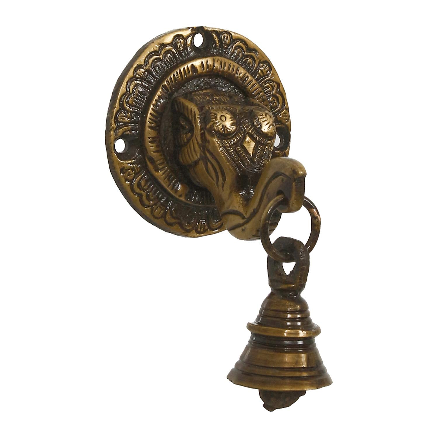Ecraftindia Brass Lord Ganesh Face Wall Hanging With Bell (Bgg518)