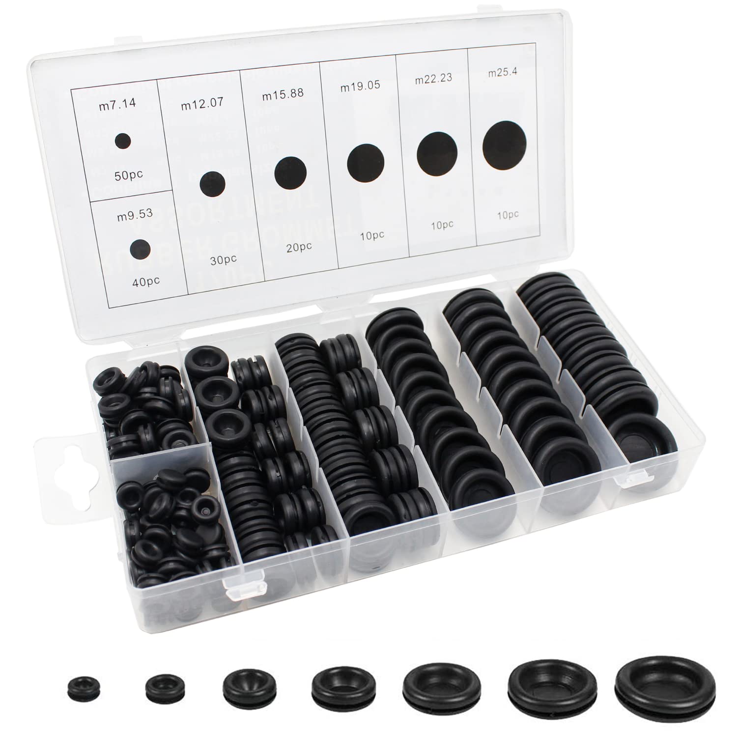 Easyeah 170 Pcs Rubber Grommet Firewall Hole Plug Set Electrical Wire Gasket Kit, Rubber Grommets For Wiring Assortment Kit Of D