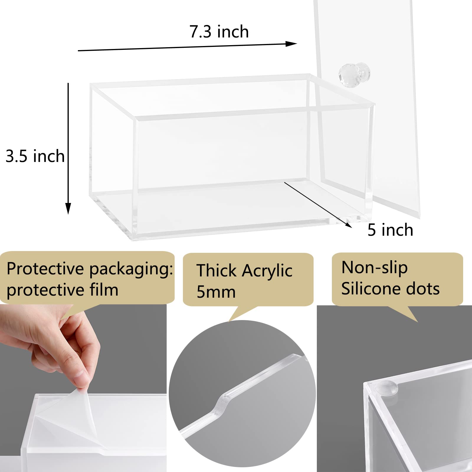 Rejomiik Clear Dryer Sheet Holder Thick Acrylic Dryer Sheet Dispenser Container With Lid For Fabric Softener Sheets, Dryer Balls