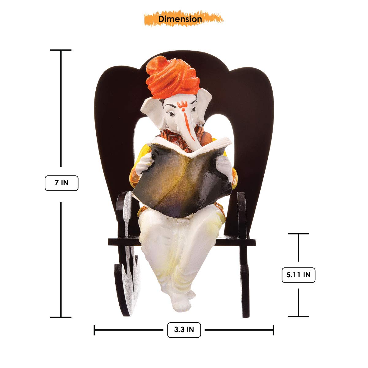 Karigaari - Ideas Hand Crafted Karigaari India Ganesh Idol Polyresin Figurine On Rocking Chairi Vinayagar Statue I Lord Ganesh S