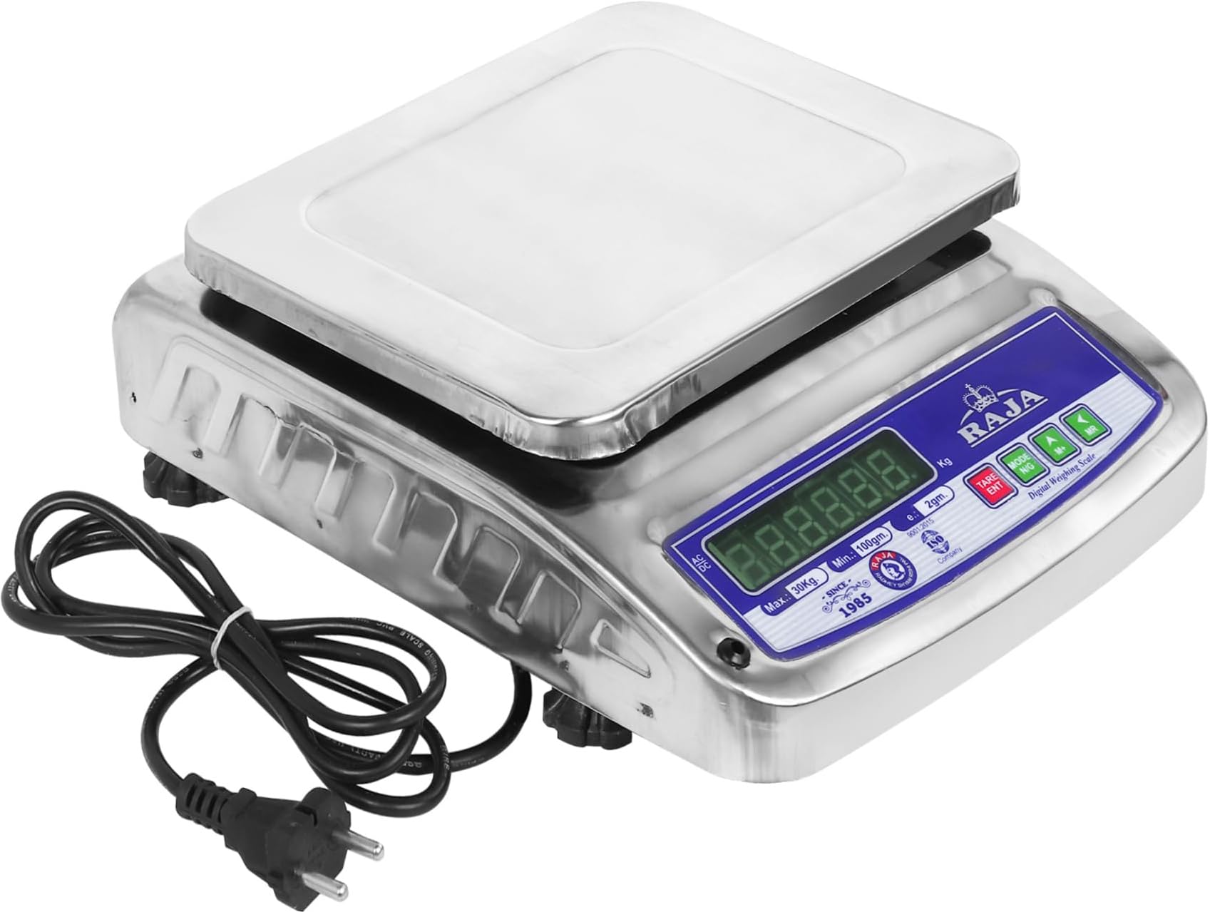 Gvc Full Metal-Stainless Steel Body With 30Kg X 2G - High Accuracy Rechargeable Weight Machine With Double Display - Computer Va