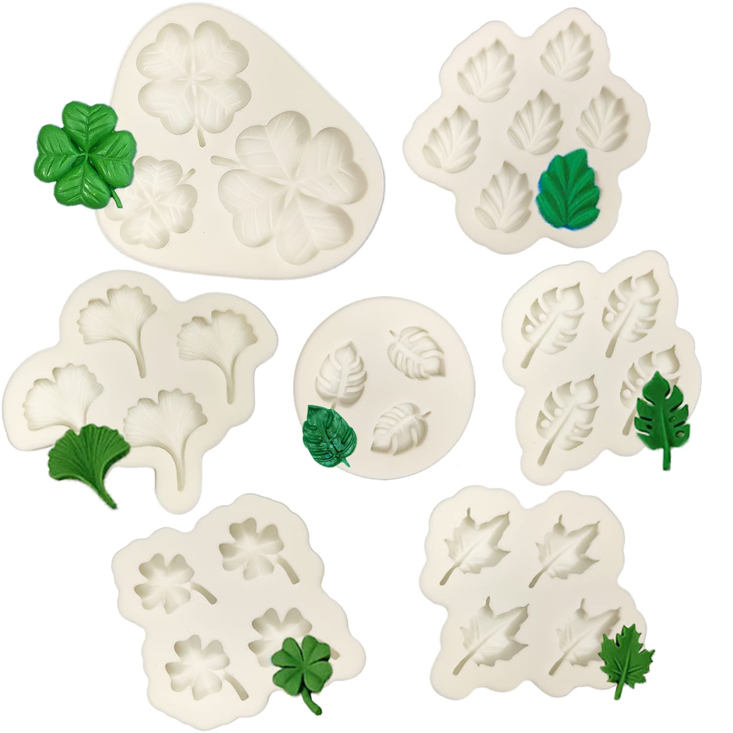 7 Pcs Leaf Fondant Mold Set, Veinardyl Handmade Silicone Resin Molds Hawaiian Cake Mold Baking Mould For Candy Chocolate Gum Pas