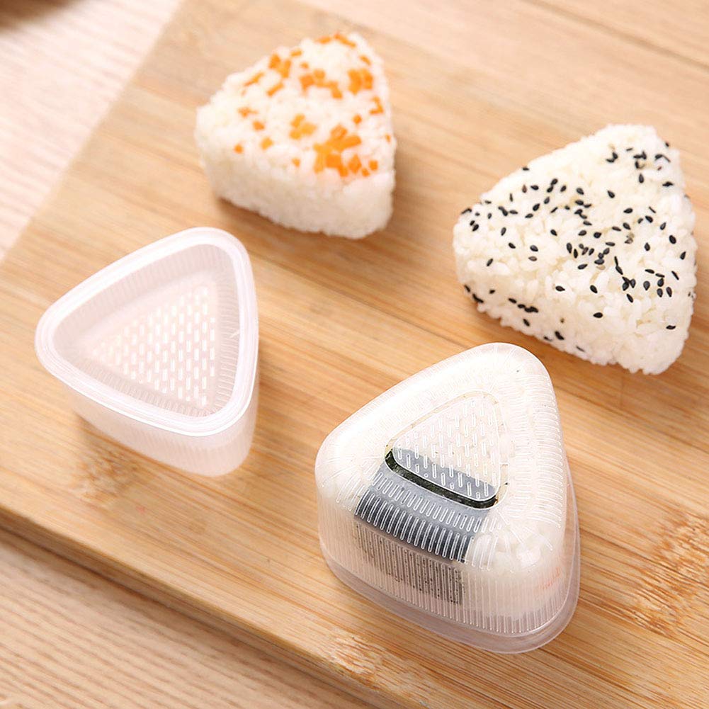 Luzen 6Pcs Clear Plastic Sushi Mold Case Box Triangle Rice Ball Mold Maker Sushi Diy Kitchen Tool With Lid For Beginners And Pro
