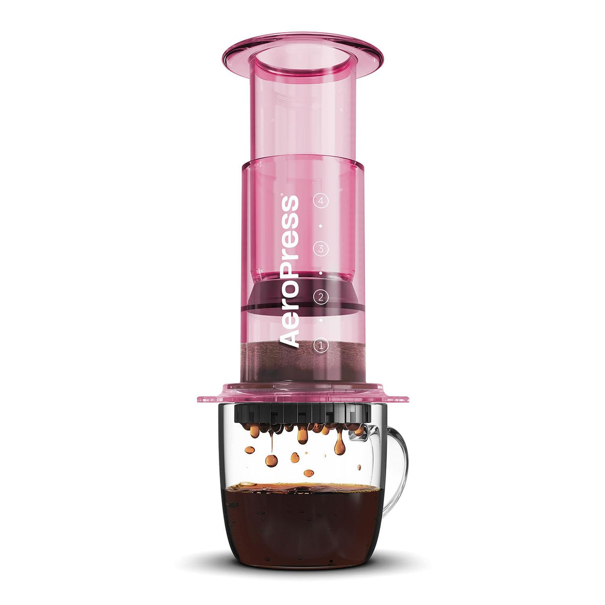 Aeropress Clear Pink Coffee Press - 3 In 1 Brew Method Combines French Press, Espresso, Full Bodied Coffee Without Grit Or Bitte