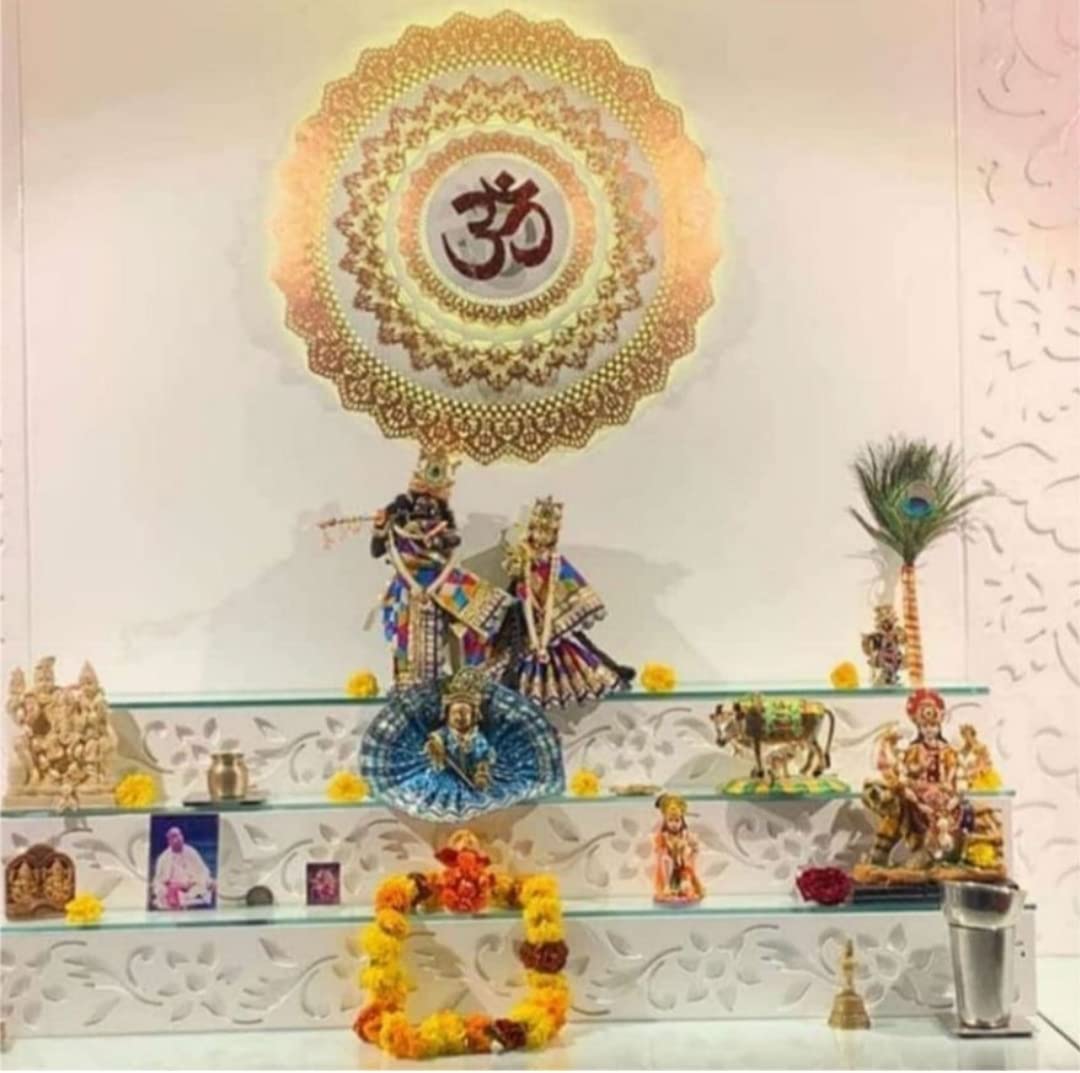 Himmart Metal Wall Decor Om Wall Hanging Wall Mounted Hanging Art With Led Light For Home Living Room Bedroom Restaurants And Gi