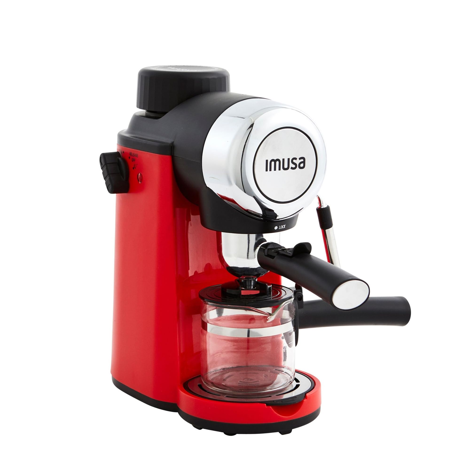 Imusa 4 Cup Epic Electric Espresso/Cappuccino Maker (Cafe Cubano, Cortadito, Colada, Cafe Con Leche), Red
