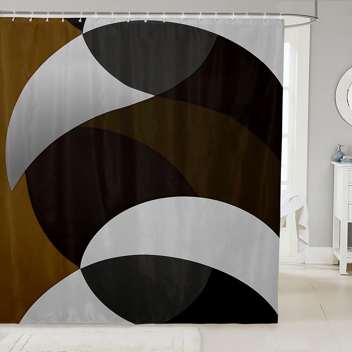jejeloiu Geometric Shower Curtain for Bathroom Decor Modern Art Bath Curtain for Stalls Bathtubs Abstract Bathroom Accessories O