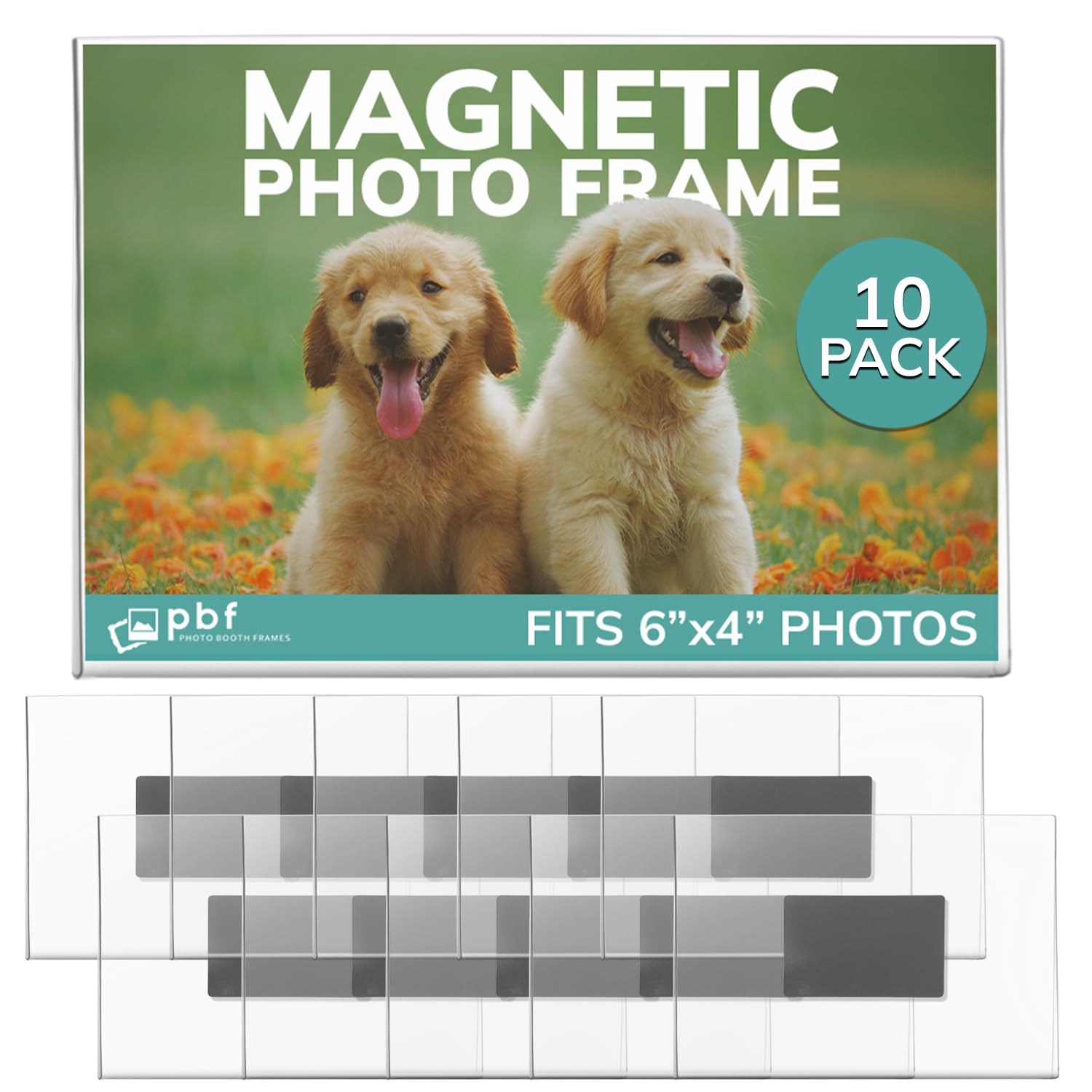 pbf 6x4 Magnetic Picture Frames for Refrigerator | 6 x 4 Clear Magnetic Acrylic Frames | Magnetic Photo Holders for Fridge, Lock