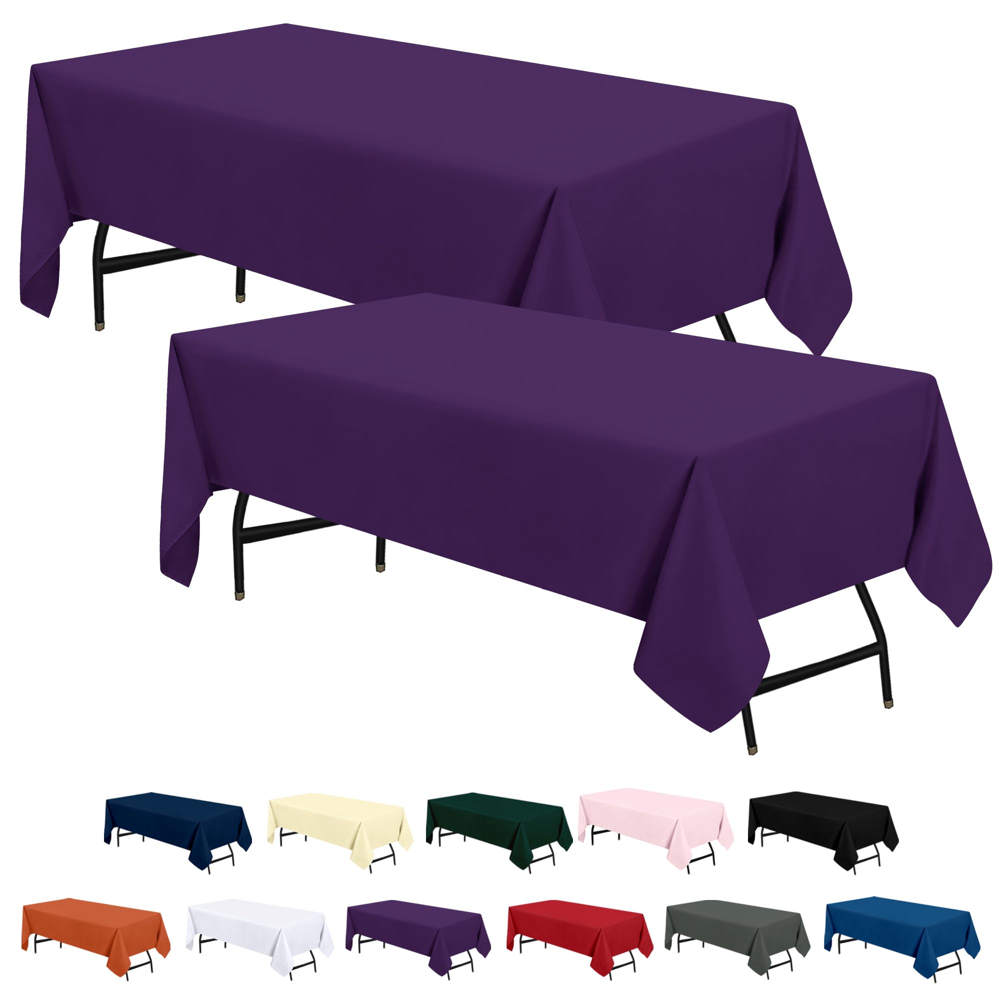 Utopia Kitchen Rectangle Table Cloth 2 Pack 60X102 Inches, Purple] Tablecloth Machine Washable Fabric Polyester Table Cover For