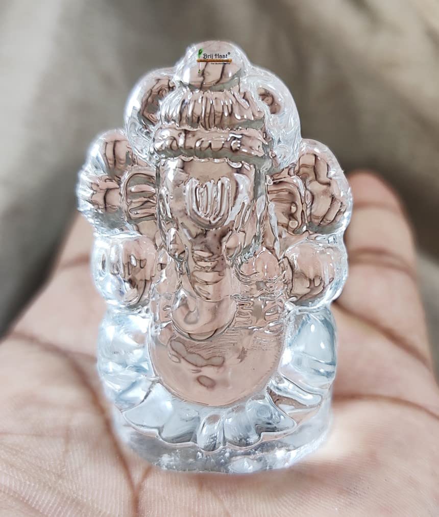 BRIJ HAAT Crystal Lakshmi Ganesh Idol Statue with maha Lakshmi Yantra and Shree Yantra for Home Office Pooja Gift (L.G.+ Yantra)