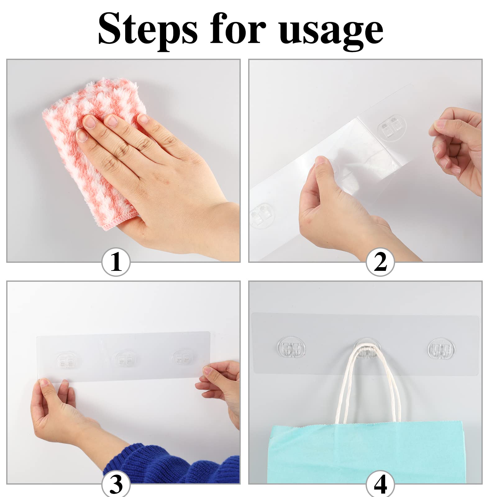 8 Pack Shower Caddy Adhesive Replacement, Adhesive Shower Hooks Strong Adhesive Wall Hooks Waterproof Adhesive Hooks For Shower