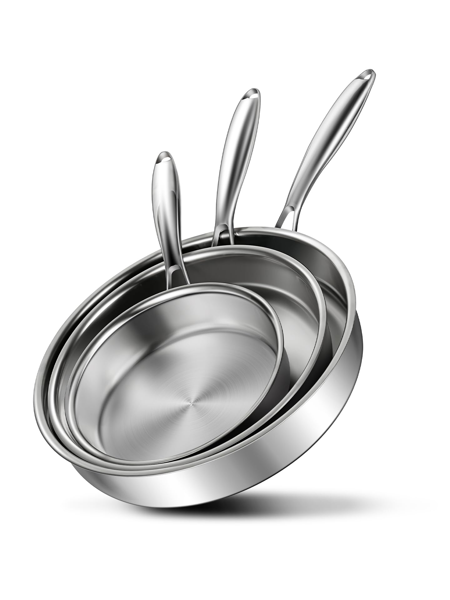 VENTION TriPly Stainless Steel Frying Pans Set, 8/10/12 Induction Cooking Pans, PFOA&PTFE Free Skillet with Ergonomic 