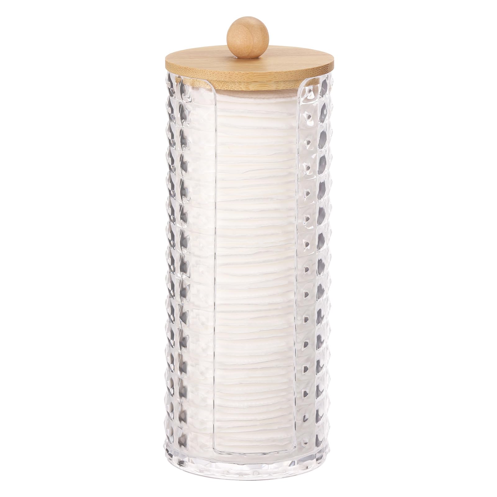 Tecbeauty Cotton Pads Holder Bathroom Storage Makeup Removers Pads Organizer, Clear Containers with Bamboo Lid