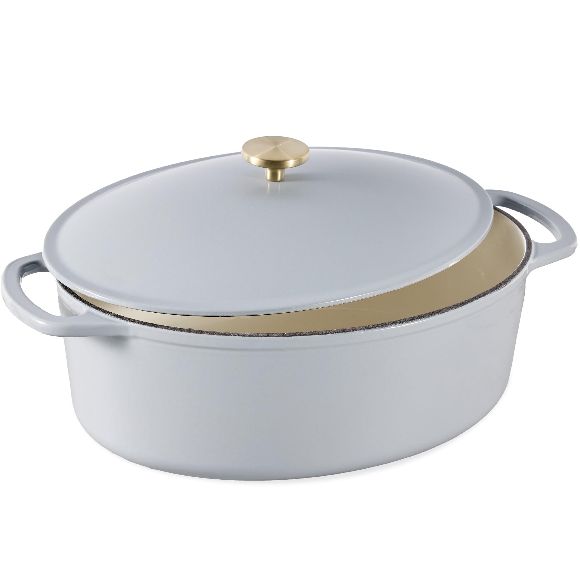 Best Choice Products Oval 7.5 Quart Enamel Cast-Iron Dutch Oven, Heavy-Duty Pre-Seasoned For Baking, Cooking W/Side Handles - Fr