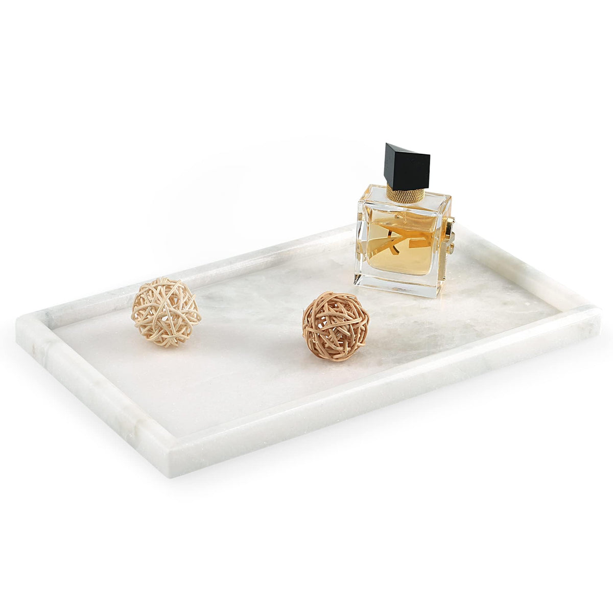 Koville African Natural Marble Tray, 12''X7'' Coffee Table Vanity Tray/Decorative Tray For Jewerly, Watch, Perfume Candle Tray F