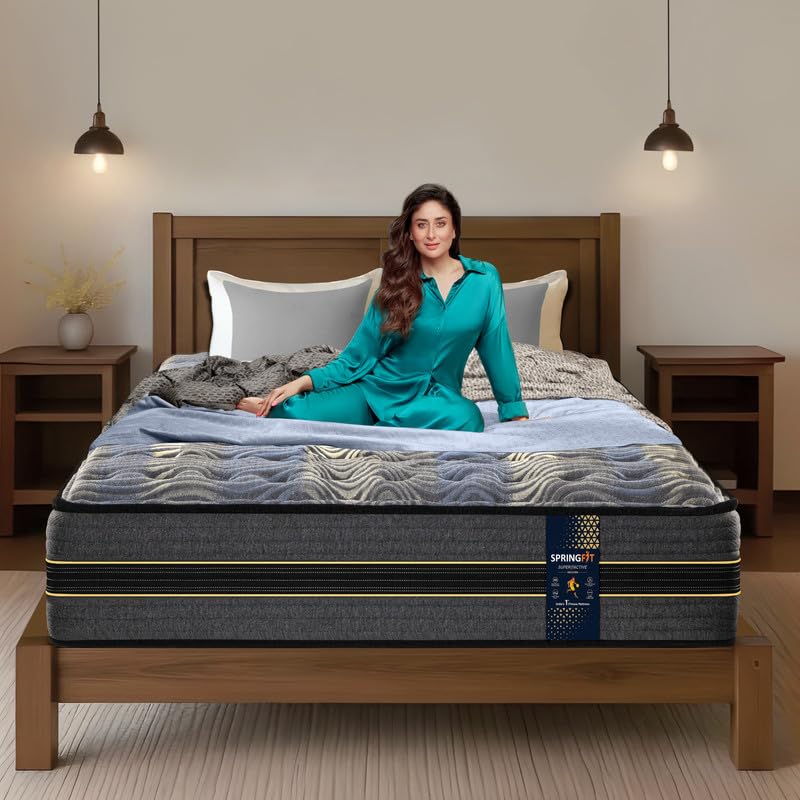 Springfit Super Active Recover Mattress with Orthopedic Support Foam and Memory & HR Foam | 9 Inches (78x72x9) King Size | Mediu