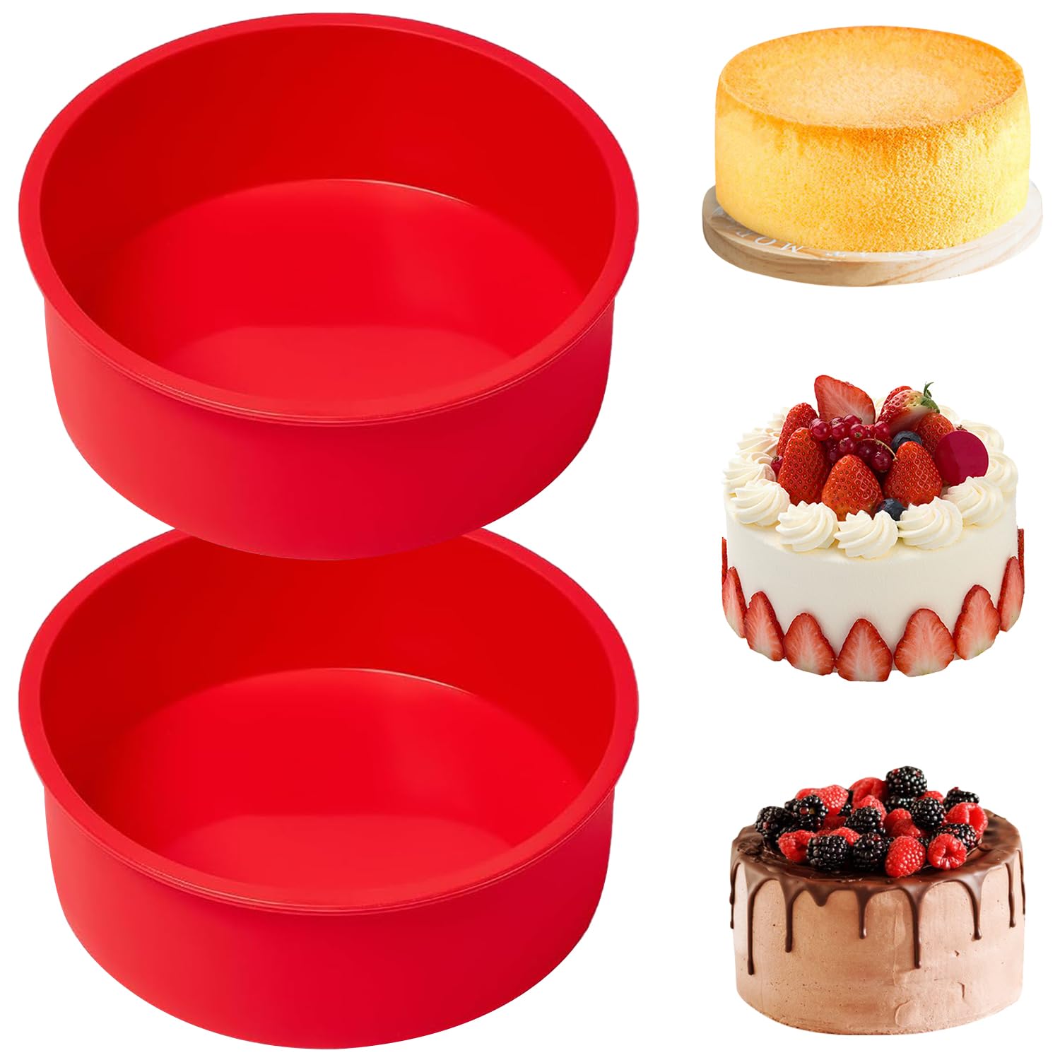 YXHZVON Round Silicone Cake Moulds, 2Pcs Silicone Cake Tins for Baking