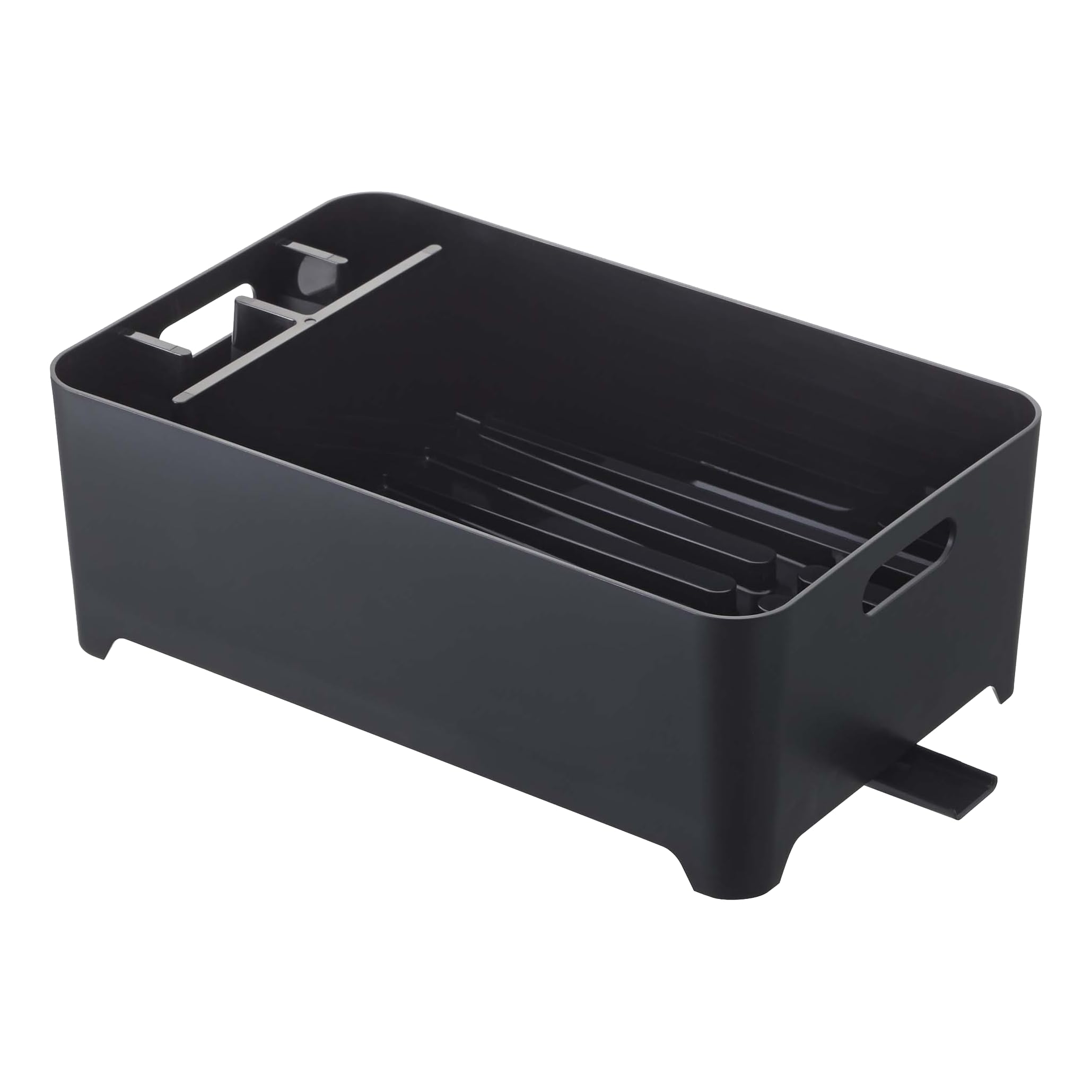 Yamazaki Home Tower Dish Drying Rack For Small Household Kitchen Counters With Drainage Spout, Built-In Utensils Holder - Abs Pl