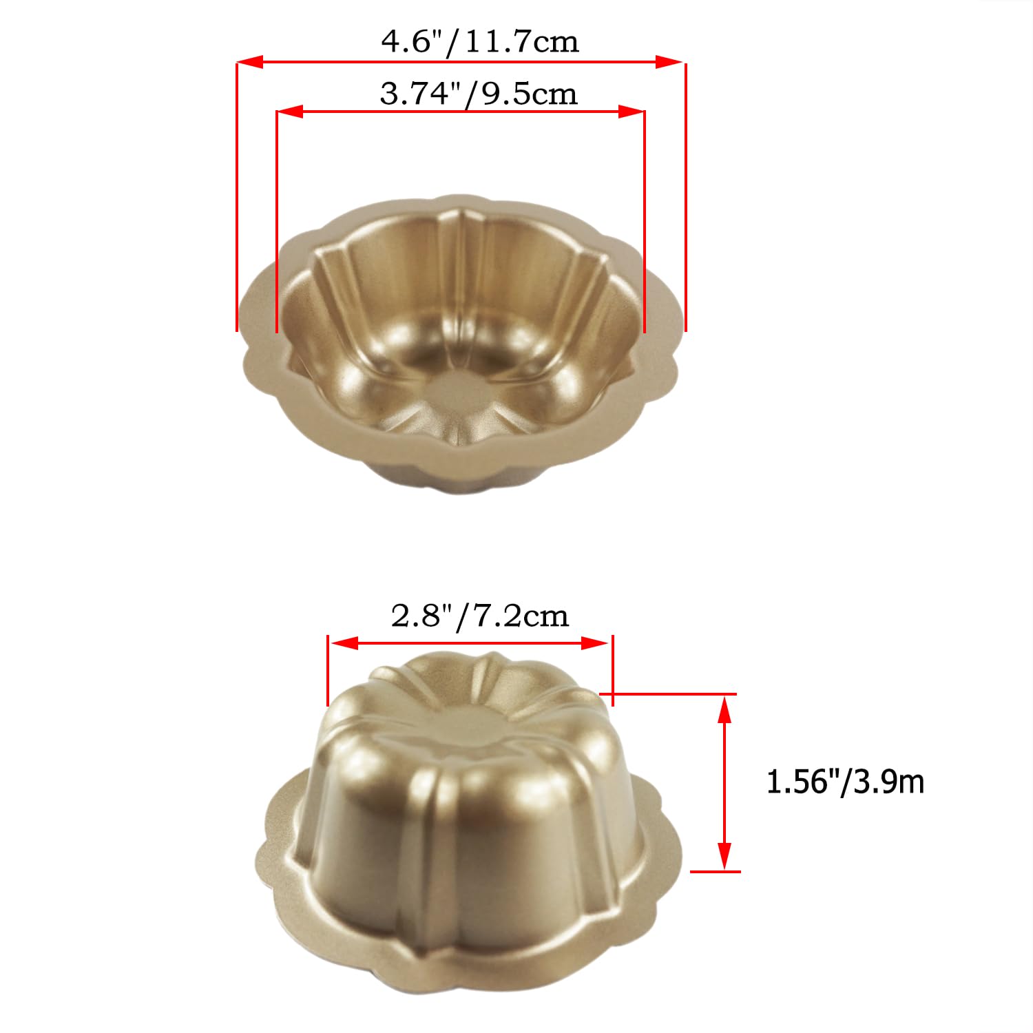 Lovedeal 10 Pack 4 Inch Mini Bundt Cake Pans For Baking, Nonstick Carbon Steel Fluted Cake Pan Set, Oven Baking Small Metal Roun