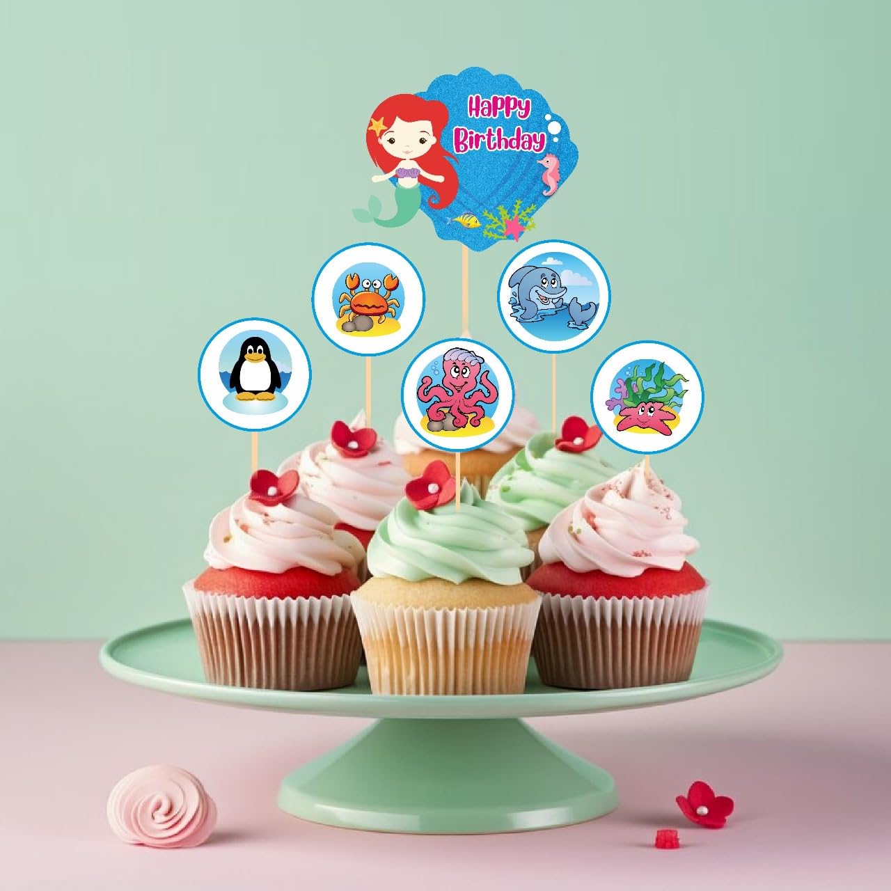 Untumble Cup Cake Toppers For The Underwater/Ocean (Set Of 20)