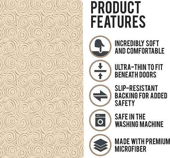 Shape28 Floor Mat Ultra-Thin Kitchen Bathroom Rug With Non Slip Rubber Backing 35 X 23 Inches Latte Design 4T