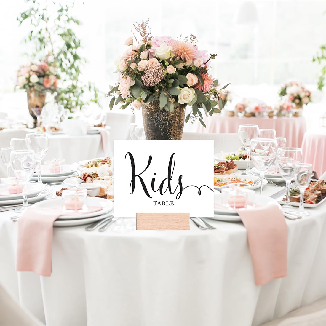 Andaz Press Wedding Party Signs, Formal Black And White Print, 8.5X11-Inch, Kids Table Sign, 1-Pack, For Company Holiday Parties