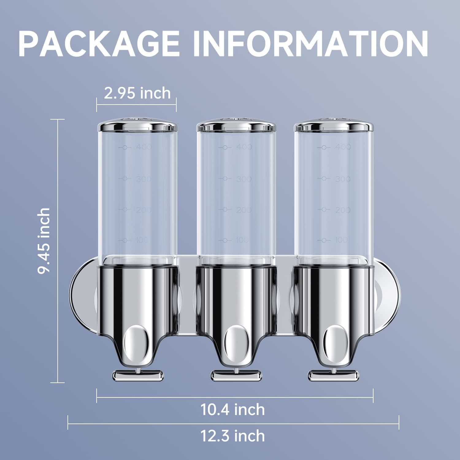 Yiaoz 3 In 1 Chamber Wall Mounted Bathroom Shower Pump Dispenser And Organizer,With Waterproof Label-Holds Shampoo,Conditioner,S