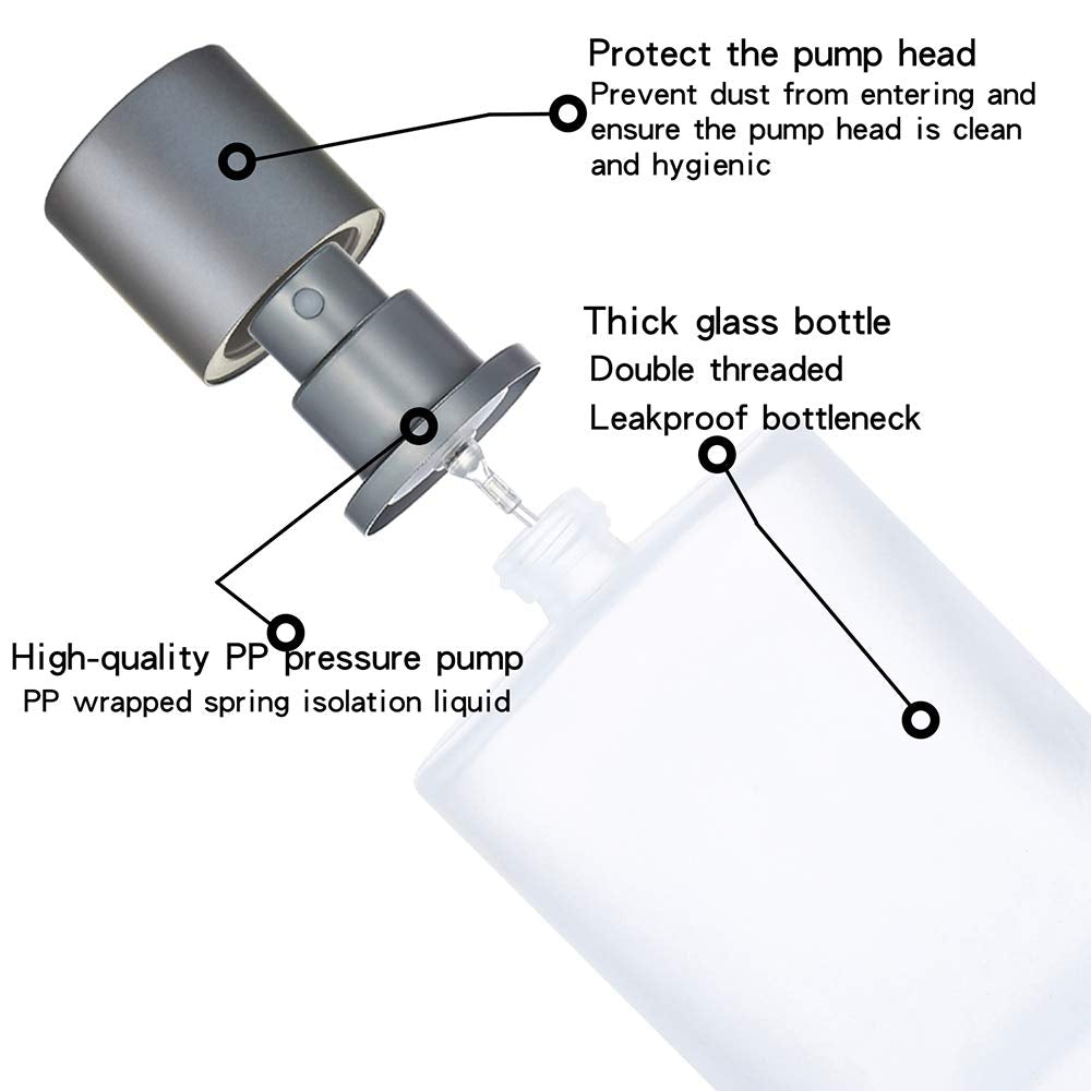 2 Pack 100Ml/3.38 Oz Empty Frosted Glass Spray Bottle Perfume Atomizer, Refillable Fine Mist Spray Empty Perfume Bottles With 4