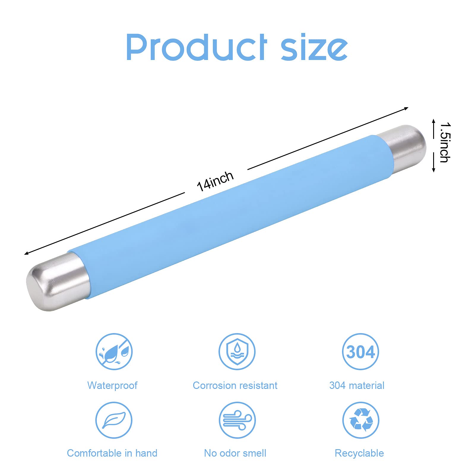 Remeel Rolling Pin Dough Roller For Baking With Thickened Non Stick Silicone Metal Handle Rolling Pin Stainless Steel Fondant Ro