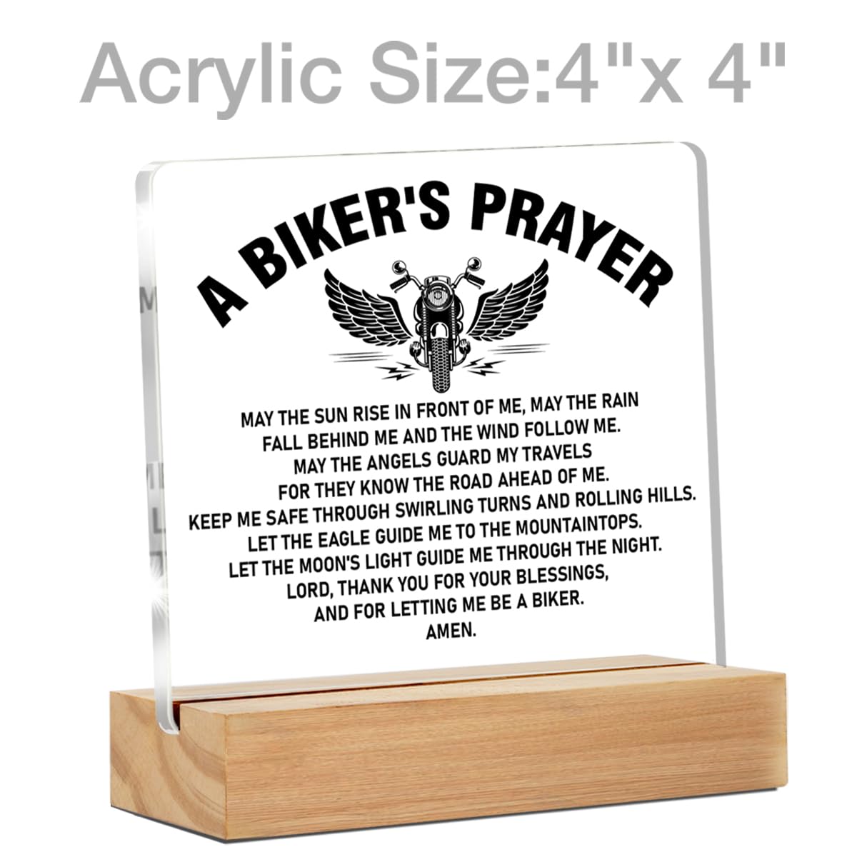Biker Gifts, Gifts for Bike Lover Motorcycle Rider, Bikers Prayer Clear Desk Decorative Sign Home Acrylic Decor