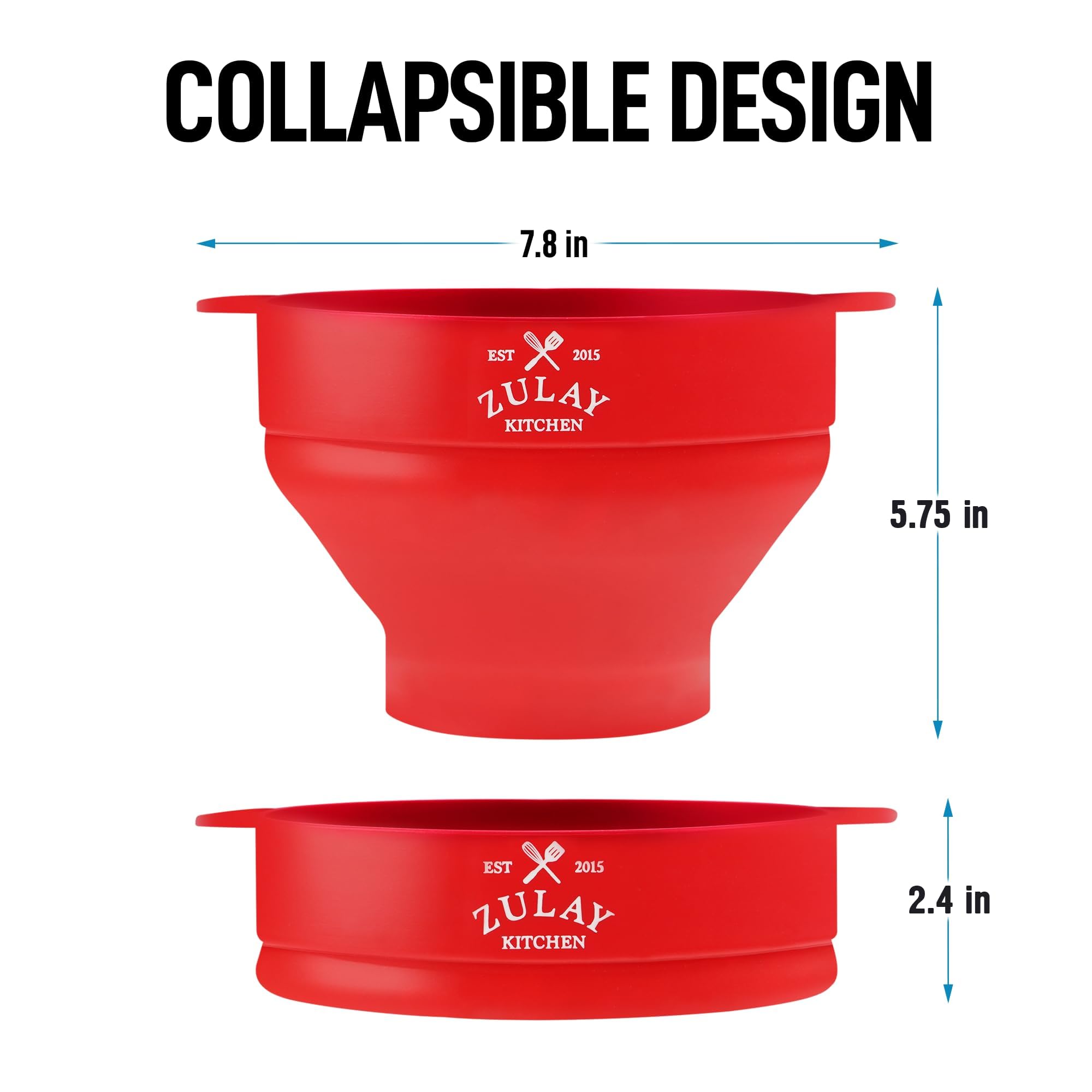 Zulay Microwave Popcorn Popper Bowl Maker With Lid - Collapsible, Bpa-Free Silicone, Dishwasher Safe, Wide Spacious Size - Famil