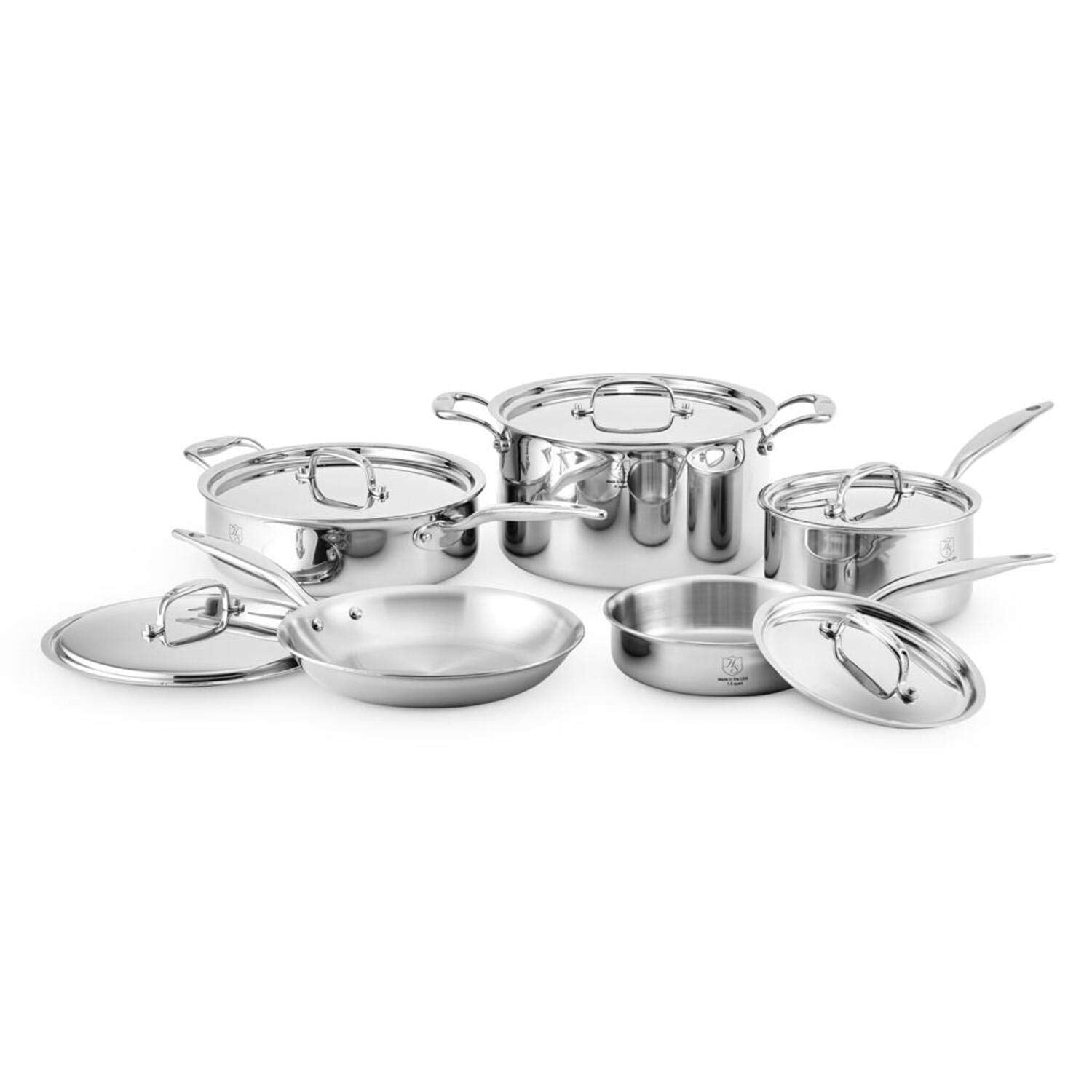 Heritage Steel 10 Piece Cookware Set  Made in USA  Titanium Strengthened 316Ti Stainless Steel with 5Ply Construction  Induc