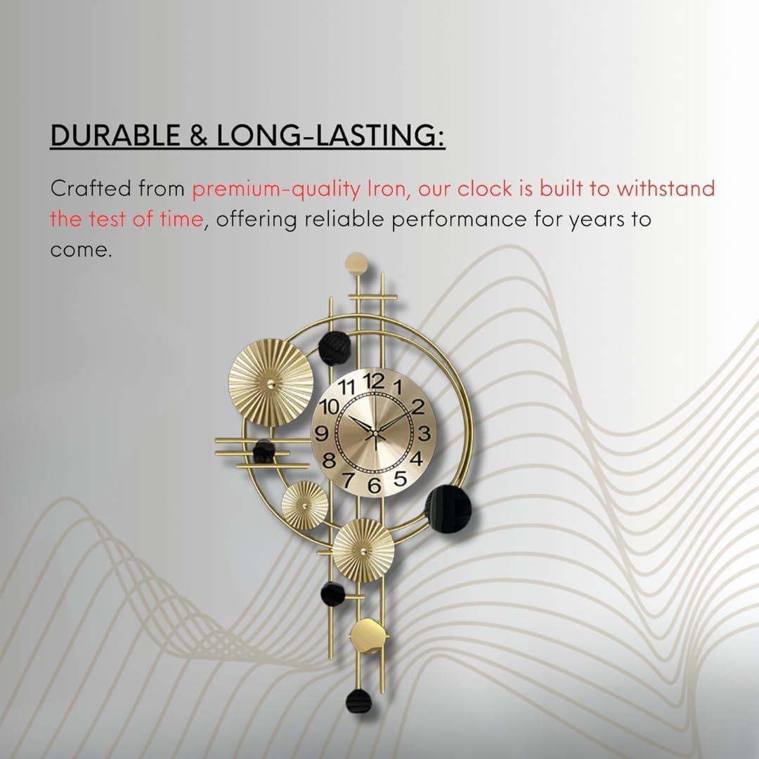 Funterest Metal Wall Hanging Floral Handmade Sweep Machine Silent Wall Clock Watch Multicolor For Bedroom/Drawing Room/Hall/Dini