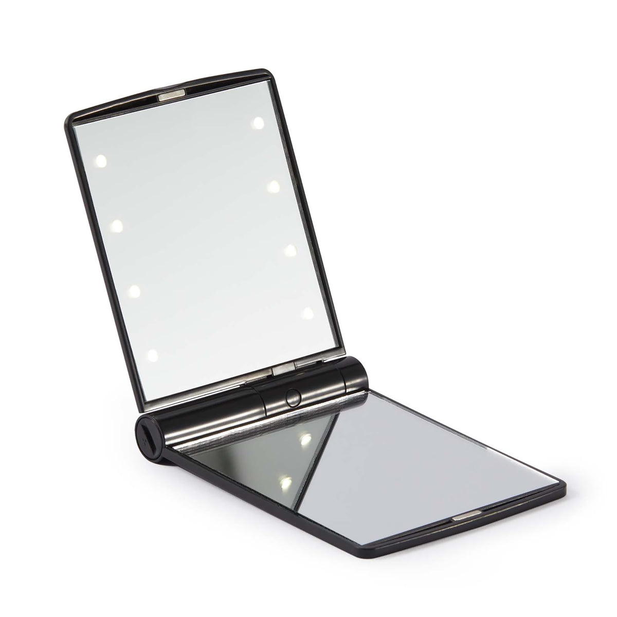 Browgame Signature Led Pocket Mirror - Foldable, Portable Led Light Mirror For On-The-Go Makeup, Skincare And Tweezing - Crystal