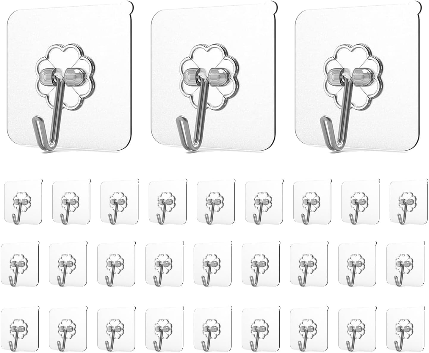 Azaria 30 Pcs Hooks For Wall Heavy Items  Self Adhesive Wall Hooks, Wall Hooks For Hanging Strong 5Kg, Wall Hook Sticker Heavy 